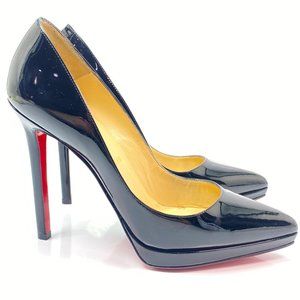 Christian Louboutin Pigalle Plato 120 Black Patent Heels Euro 37